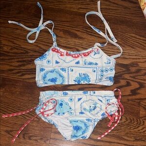 SweetHoney Blue and Red Kids Swim Bikini